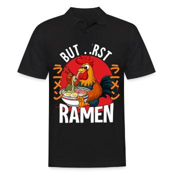 But First Ramen - Männer Poloshirt - Schwarz - Vorne - Kai (181cm)