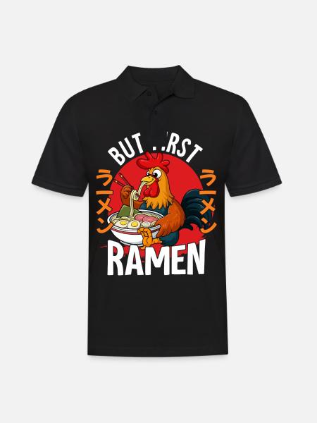 But First Ramen - Männer Poloshirt - Schwarz
