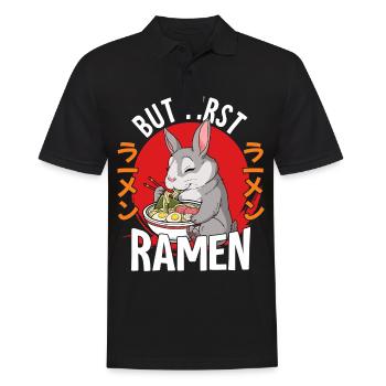 But First Ramen - Männer Poloshirt - Schwarz - Vorne - Kai (181cm)