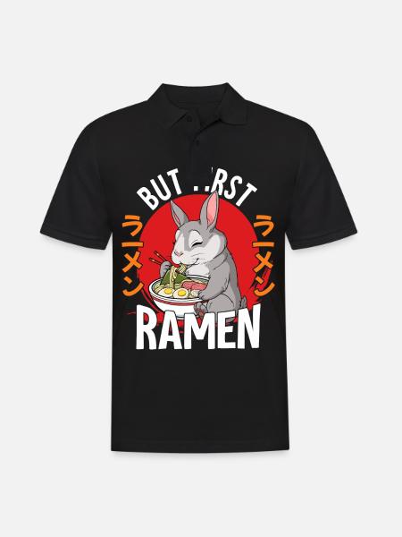 But First Ramen - Männer Poloshirt - Schwarz