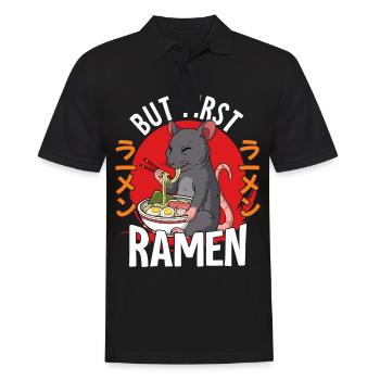 But First Ramen - Männer Poloshirt - Schwarz - Vorne - Kai (181cm)