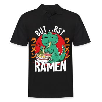 But First Ramen - Männer Poloshirt - Schwarz - Vorne - Kai (181cm)