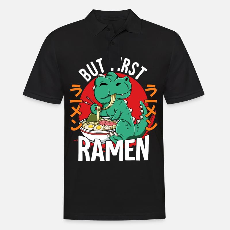 But First Ramen - Männer Poloshirt - Schwarz