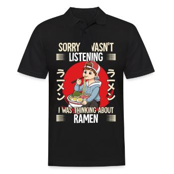Sorry I Wasn't Listening I Was Thinking About - Männer Poloshirt - Schwarz - Vorne - Kai (181cm)