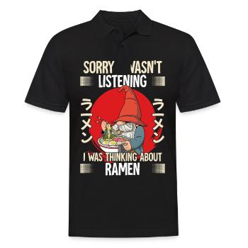 Sorry I Wasn't Listening I Was Thinking About - Männer Poloshirt - Schwarz - Vorne - Kai (181cm)