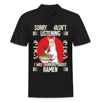 Sorry I Wasn't Listening I Was Thinking About - Männer Poloshirt - Schwarz - Vorne - Kai (181cm)