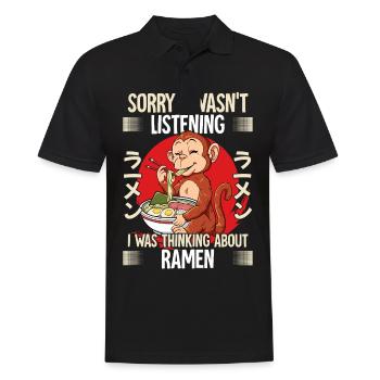 Sorry I Wasn't Listening I Was Thinking About - Männer Poloshirt - Schwarz - Vorne - Kai (181cm)