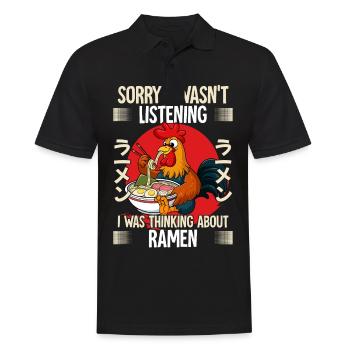 Sorry I Wasn't Listening I Was Thinking About - Männer Poloshirt - Schwarz - Vorne - Kai (181cm)