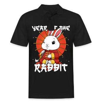 Année du Lapin Nouvel An lunaire chinois - Polo Homme - noir - Devant - Kai (181cm)