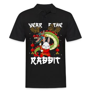 Année du Lapin Nouvel An lunaire chinois - Polo Homme - noir - Devant - Kai (181cm)