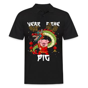 Année du Cochon Nouvel An lunaire chinois - Polo Homme - noir - Devant - Kai (181cm)