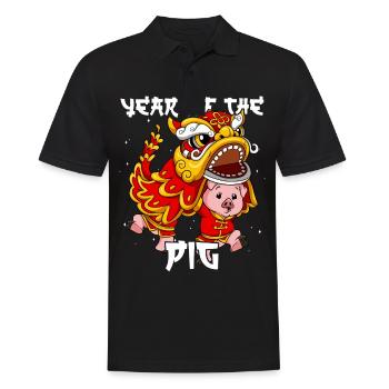 Année du Cochon Nouvel An lunaire chinois - Polo Homme - noir - Devant - Kai (181cm)