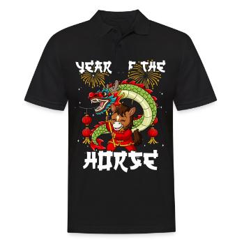 Année du Cheval Nouvel An lunaire chinois - Polo Homme - noir - Devant - Kai (181cm)