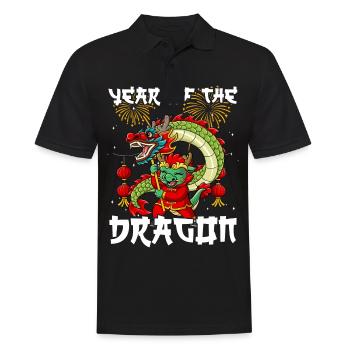 Année du Dragon Nouvel An lunaire chinois - Polo Homme - noir - Devant - Kai (181cm)