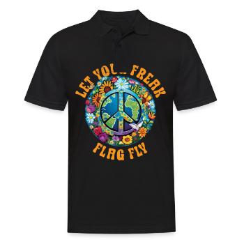 Hippie Peace Sign Peace Flowers Flower Child - Polo Homme - noir - Devant - Kai (181cm)