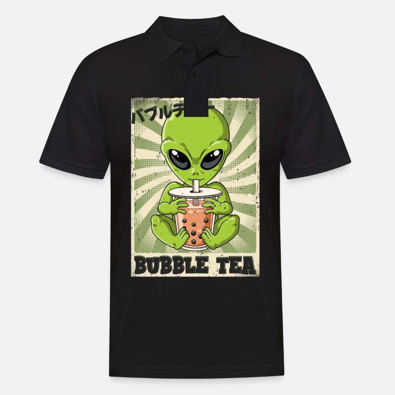 Boba Tea Alien Bubble Tea - Männer Poloshirt - Schwarz