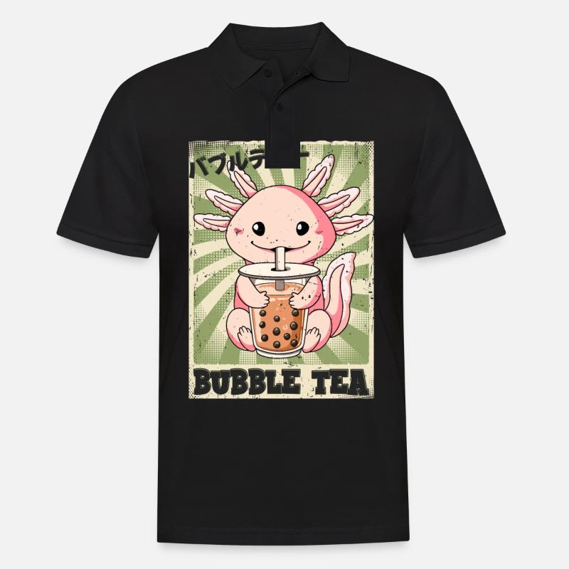 Boba Tea Axolotl Bubble Tea - Männer Poloshirt - Schwarz