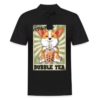 Boba Tea Corgi Dog Bubble Tea - Men's Polo Shirt - black - Front - Kai (181cm)