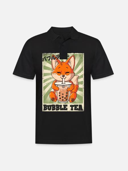 Boba Tea Fox Bubble Tea - Men's Polo Shirt - black