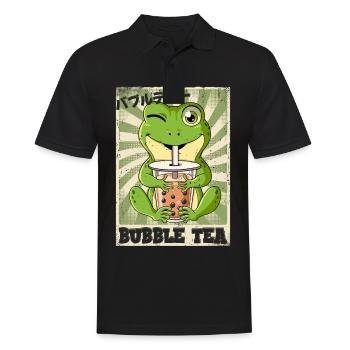 Boba Tea Frosch Bubble Tea - Männer Poloshirt - Schwarz - Vorne - Kai (181cm)