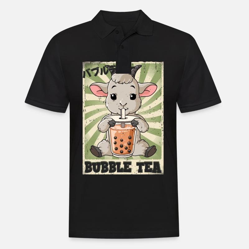 Boba Tea Goat Bubble Tea - Men's Polo Shirt - black