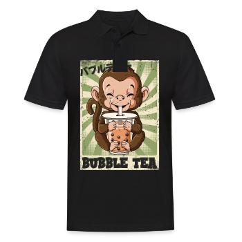 Boba Tea Affe Bubble Tea - Männer Poloshirt - Schwarz - Vorne - Kai (181cm)