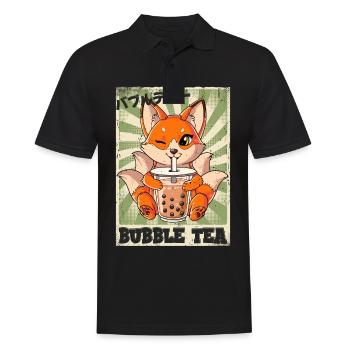 Boba Tea Kitsune Bubble Tea - Männer Poloshirt - Schwarz - Vorne - Kai (181cm)