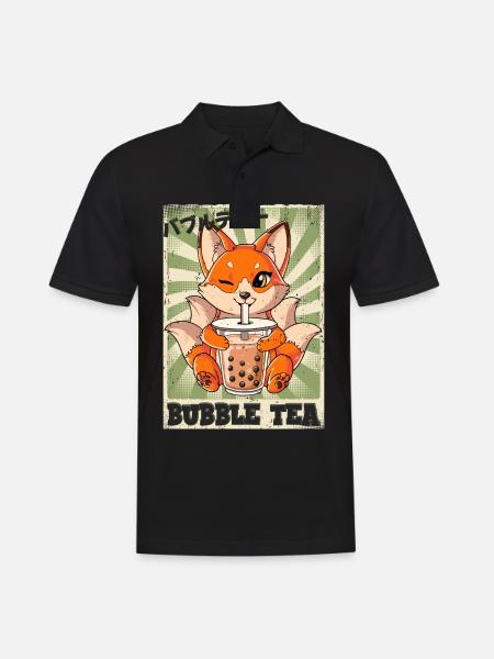 Boba Tea Kitsune Bubble Tea - Men's Polo Shirt - black