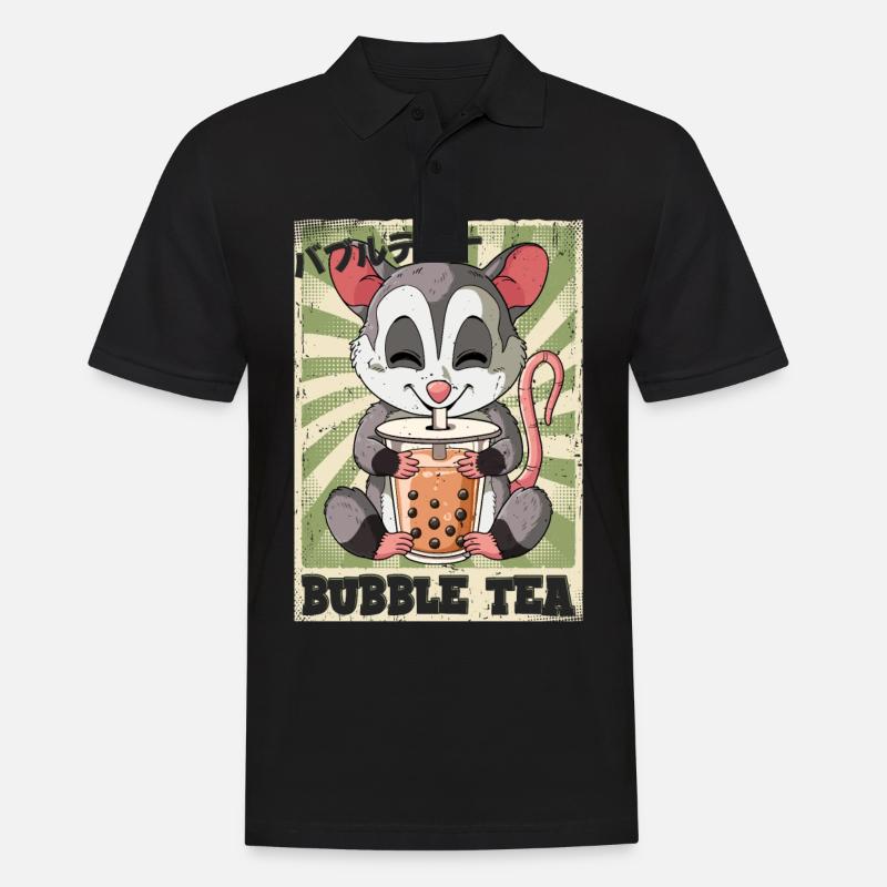 Boba Tea Opossum Bubble Tea - Männer Poloshirt - Schwarz