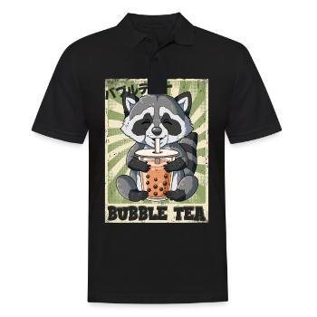 Boba Tea Waschbär Bubble Tea - Männer Poloshirt - Schwarz - Vorne - Kai (181cm)