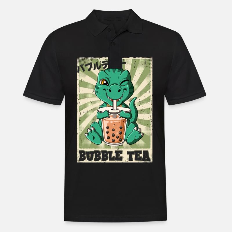 Boba Tea T-rex Bubble Tea - Männer Poloshirt - Schwarz