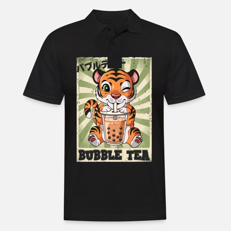 Boba Tea Tiger Bubble Tea - Männer Poloshirt - Schwarz