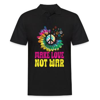 Hippie Peace Sign Peace Flowers Flower Child - Men's Polo Shirt - black - Front - Kai (181cm)