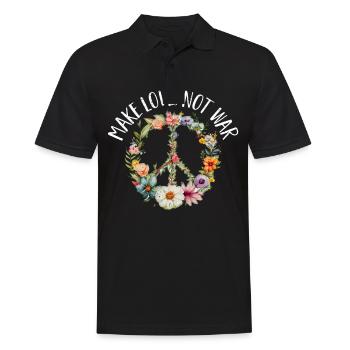 Hippie Peace Zeichen Frieden Blumen Blumenkind - Männer Poloshirt - Schwarz - Vorne - Kai (181cm)