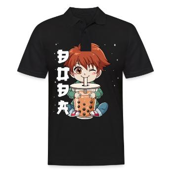Boba Tea Anime Boy Bubble Tea - Polo Homme - noir - Devant - Kai (181cm)