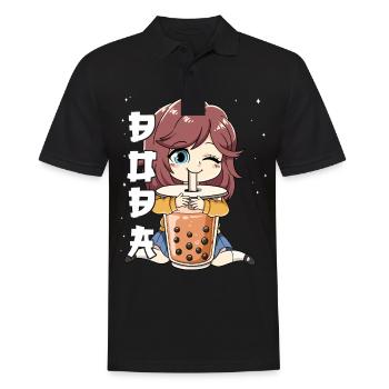 Boba Tea Anime Girl Bubble Tea - Polo Homme - noir - Devant - Kai (181cm)