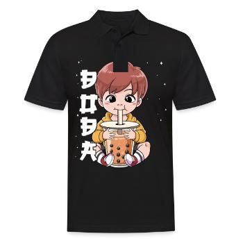 Boba Tea Junge Bubble Tea - Männer Poloshirt - Schwarz - Vorne - Kai (181cm)