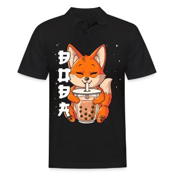 Boba Tea Fuchs Bubble Tea - Männer Poloshirt - Schwarz - Vorne - Kai (181cm)