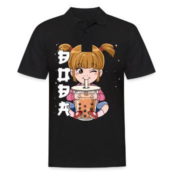 Boba Tea Mädchen Bubble Tea - Männer Poloshirt - Schwarz - Vorne - Kai (181cm)