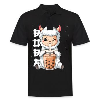 Boba Tea Lama Bubble Tea - Männer Poloshirt - Schwarz - Vorne - Kai (181cm)