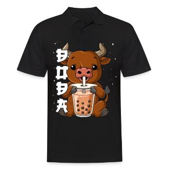 Boba Tea Ochse Bubble Tea - Männer Poloshirt - Schwarz - Vorne - Kai (181cm)