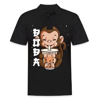 Boba Tea Affe Bubble Tea - Männer Poloshirt - Schwarz - Vorne - Kai (181cm)