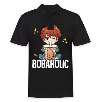 Bubble Tea Anime Boy Boba Tea Bobaholic - Polo Homme - noir - Devant - Kai (181cm)