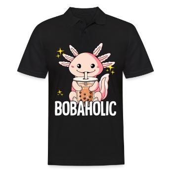 Bubble Tea Axolotl Boba Tea Bobaholic - Polo Homme - noir - Devant - Kai (181cm)