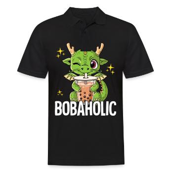 Bubble Tea Drache Boba Tea Bobaholic - Männer Poloshirt - Schwarz - Vorne - Kai (181cm)