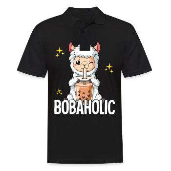 Bubble Tea Lama Boba Tea Bobaholic - Männer Poloshirt - Schwarz - Vorne - Kai (181cm)