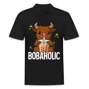 Bubble Tea Ox Boba Tea Bobaholic - Men's Polo Shirt - black - Front - Kai (181cm)