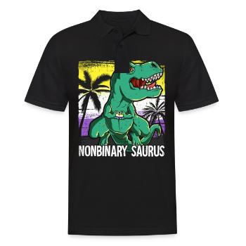 Fierté LGBTQ Nonbinary Saurus Costume Mois de la fierté - Polo Homme - noir - Devant - Kai (181cm)