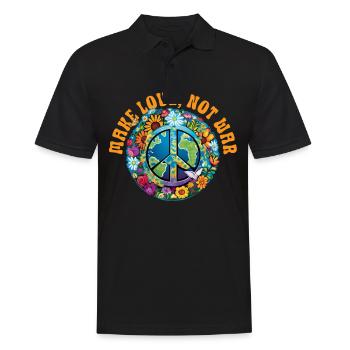 Hippie Peace Sign Peace Flowers Flower Child - Men's Polo Shirt - black - Front - Kai (181cm)