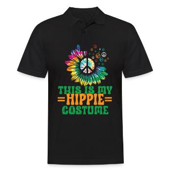 Hippie Peace Zeichen Frieden Blumen Blumenkind - Männer Poloshirt - Schwarz - Vorne - Kai (181cm)